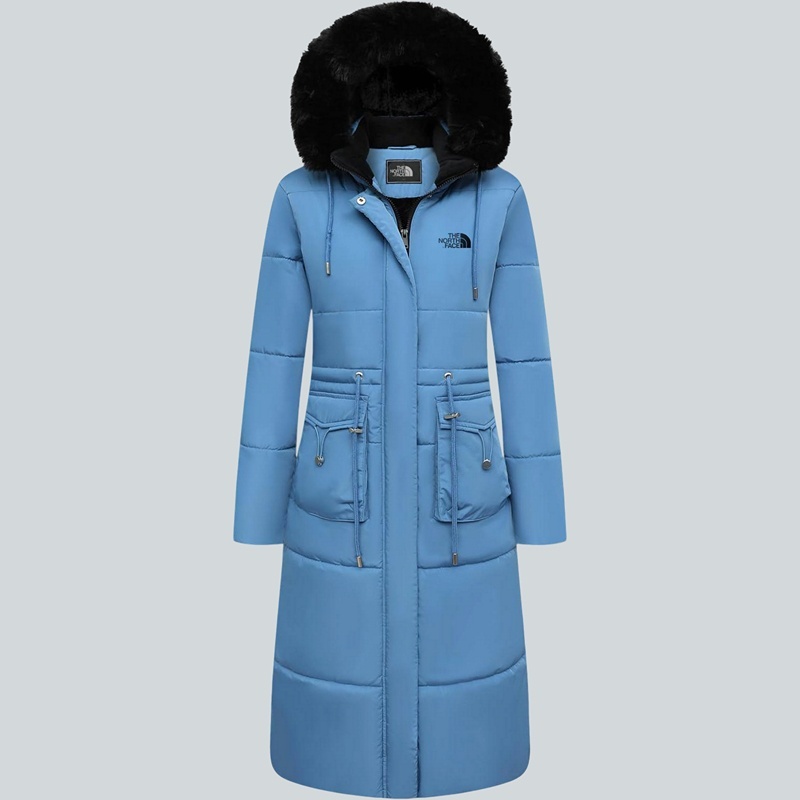 Parka in pelliccia sintetica extra lungo da donna con cappuccio rimovibile