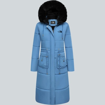 Parka in pelliccia sintetica extra lungo da donna con cappuccio rimovibile