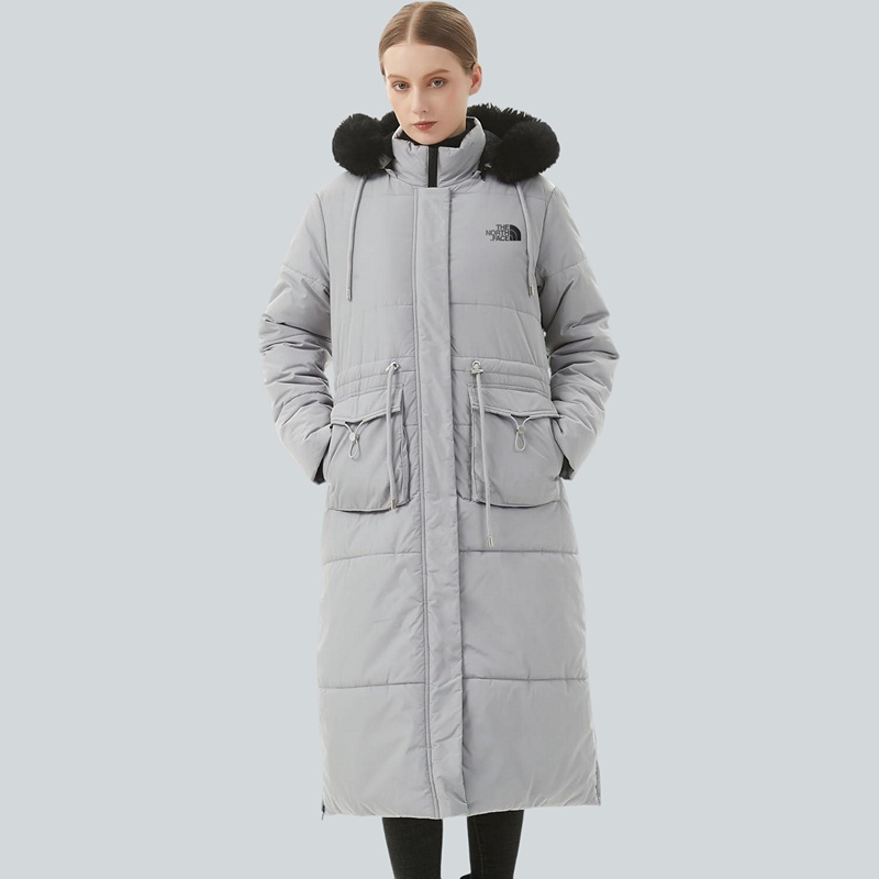 Parka in pelliccia sintetica extra lungo da donna con cappuccio rimovibile