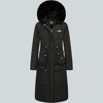 Parka in pelliccia sintetica extra lungo da donna con cappuccio rimovibile