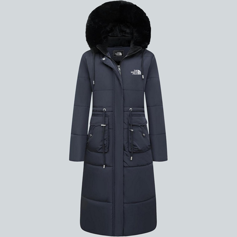 Parka in pelliccia sintetica extra lungo da donna con cappuccio rimovi