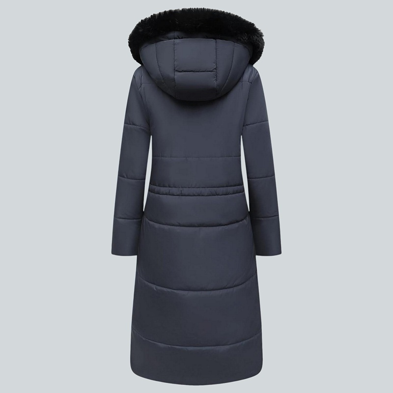 Parka in pelliccia sintetica extra lungo da donna con cappuccio rimovibile