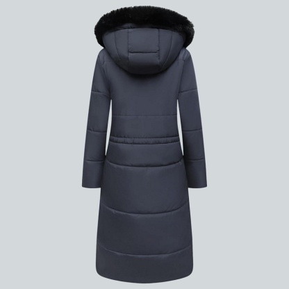Parka in pelliccia sintetica extra lungo da donna con cappuccio rimovibile