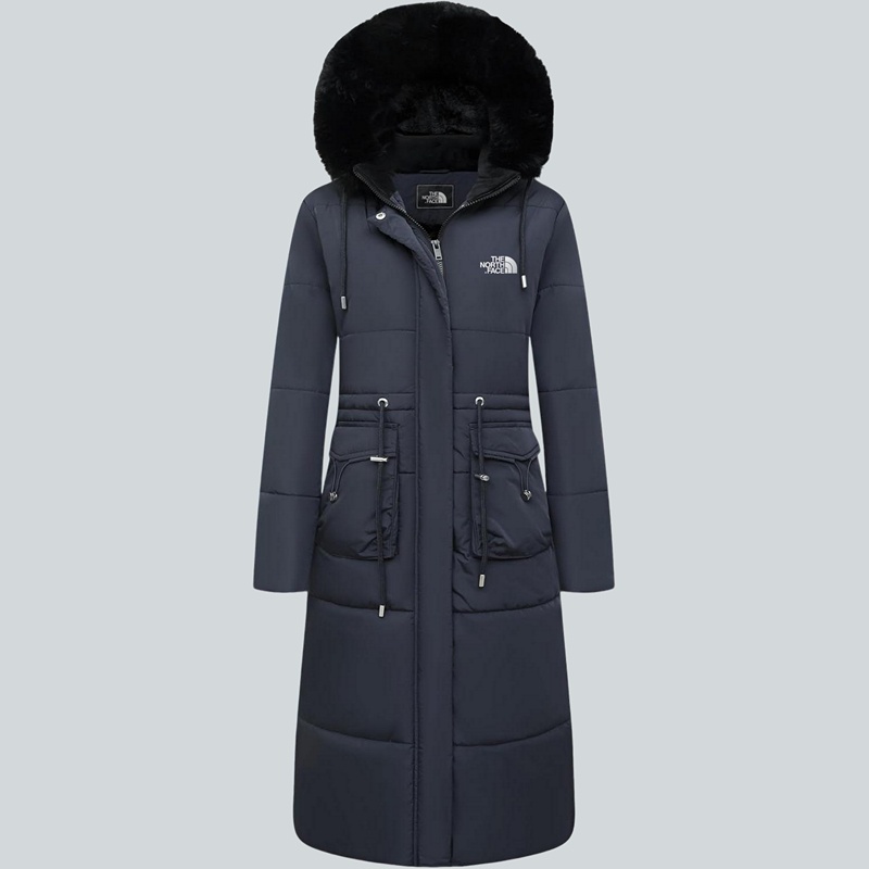 Parka in pelliccia sintetica extra lungo da donna con cappuccio rimovibile
