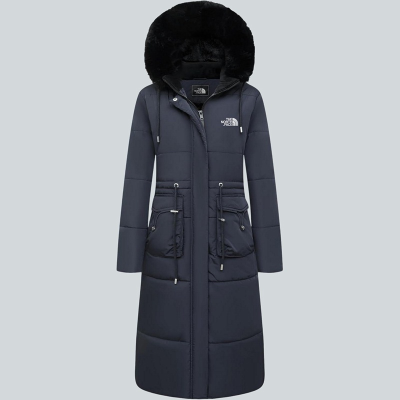 Parka in pelliccia sintetica extra lungo da donna con cappuccio rimovibile