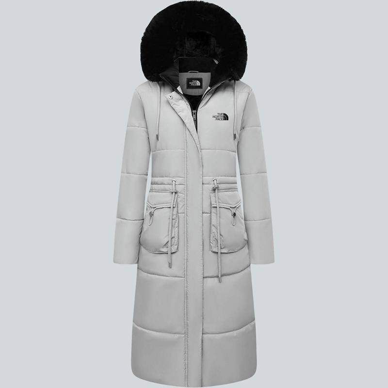 Parka in pelliccia sintetica extra lungo da donna con cappuccio rimovibile