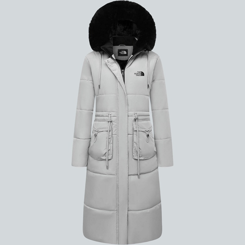 Parka in pelliccia sintetica extra lungo da donna con cappuccio rimovibile