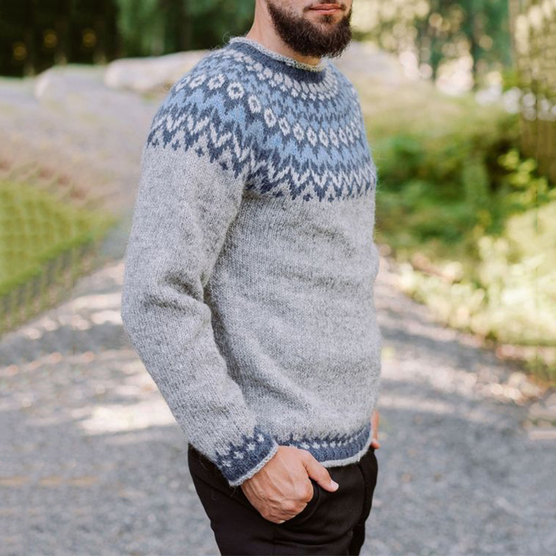 Maglione girocollo in maglia jacquard vintage Askegrå (unisex)