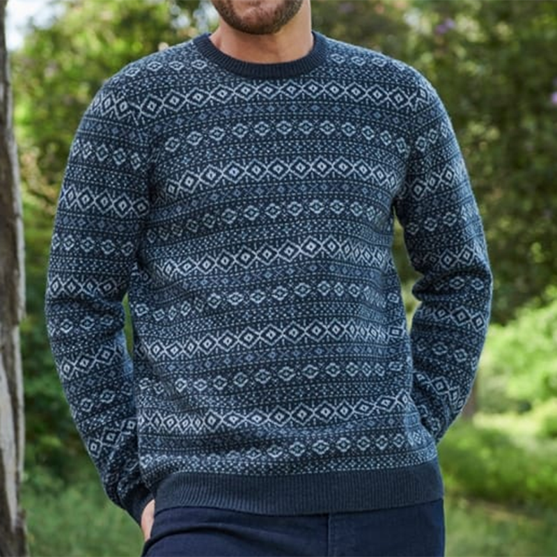 Maglione girocollo islandese in maglia jacquard vintage caldo Aspiga (unisex)