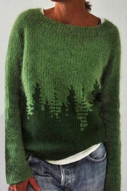 Maglione girocollo color block foresta
