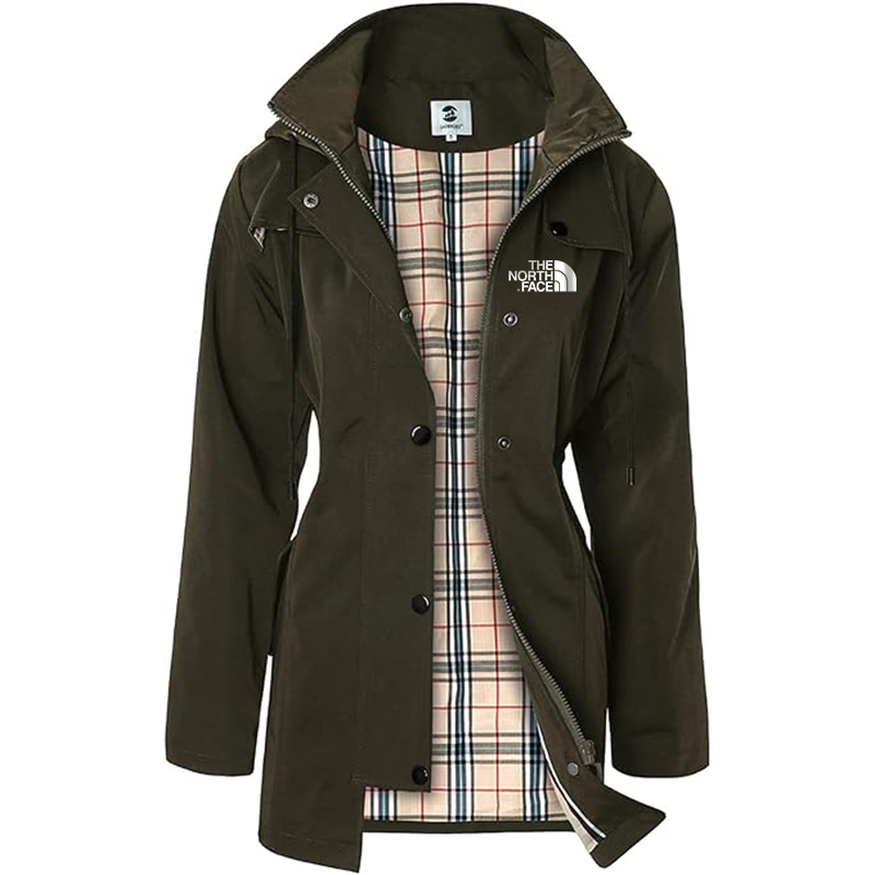 Giacca lunga con cappuccio da donna, giacca antivento antipioggia multifunzionale da esterno