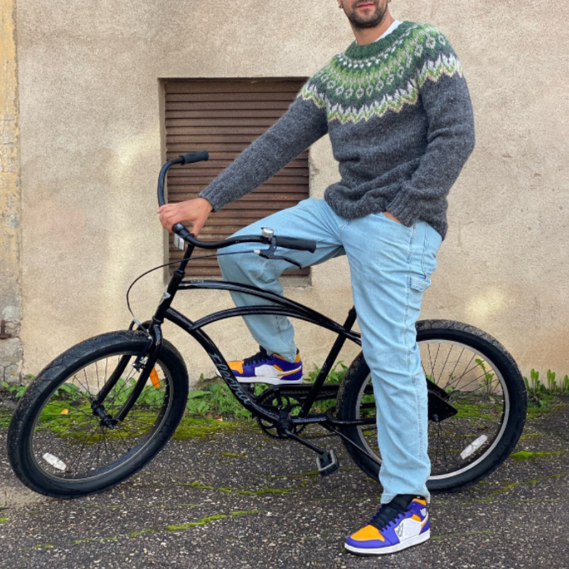 Maglione da uomo girocollo in maglia jacquard vintage