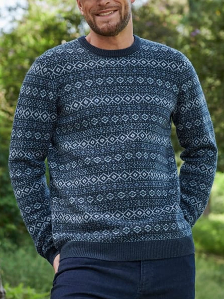 Maglione girocollo islandese in maglia jacquard vintage caldo Aspiga (unisex)