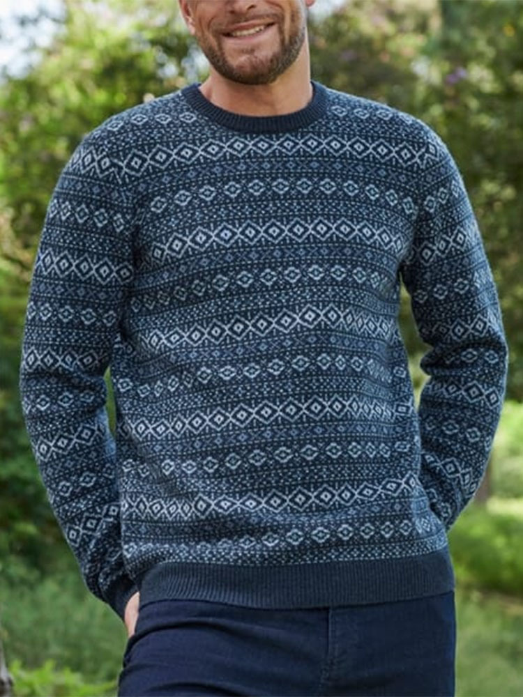 Maglione girocollo islandese in maglia jacquard vintage caldo Aspiga (unisex)