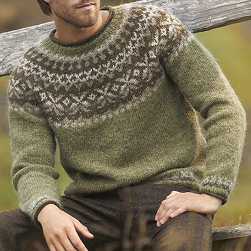 Maglione a collo alto jacquard in maglia vintage islandese