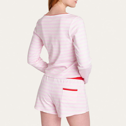 Pink Striped Pajama Shorts Set