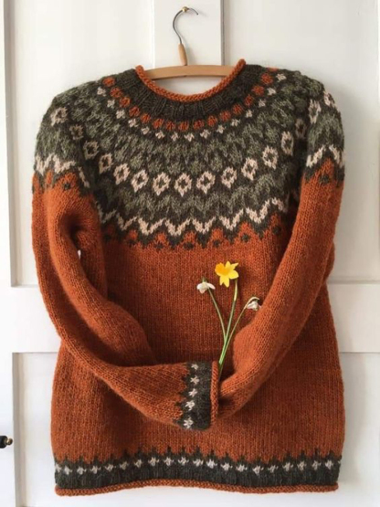 Comodo maglione color block con geometria tribale vintage