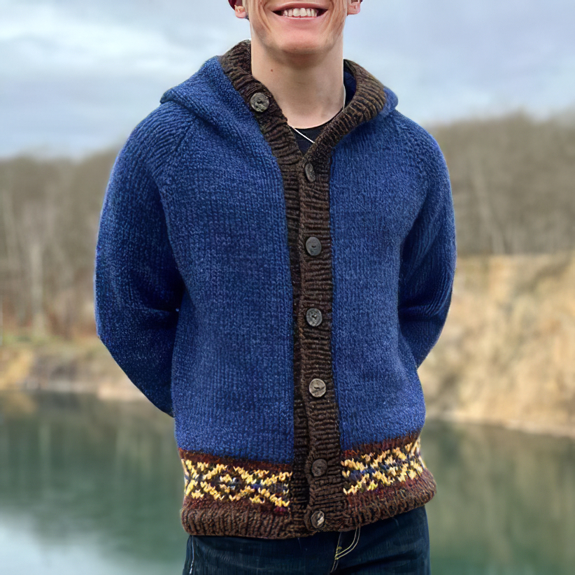 Vintage gestrickter islndischer Kapuzenpullover Cardigan