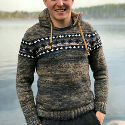 Felpa con cappuccio islandese lavorata a maglia con grafica retrò sfumata