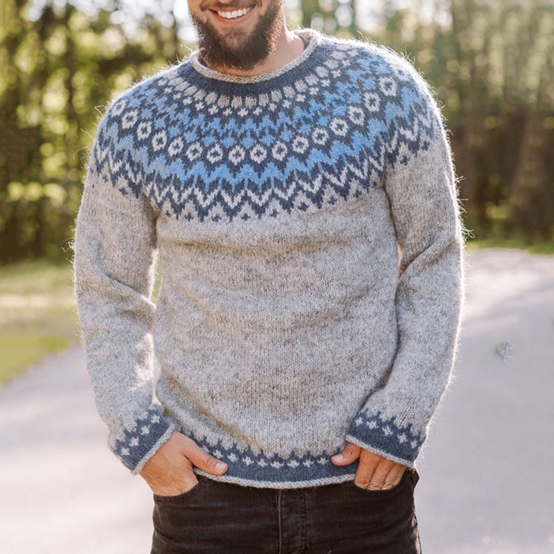 Maglione girocollo in maglia jacquard vintage Askegrå (unisex)