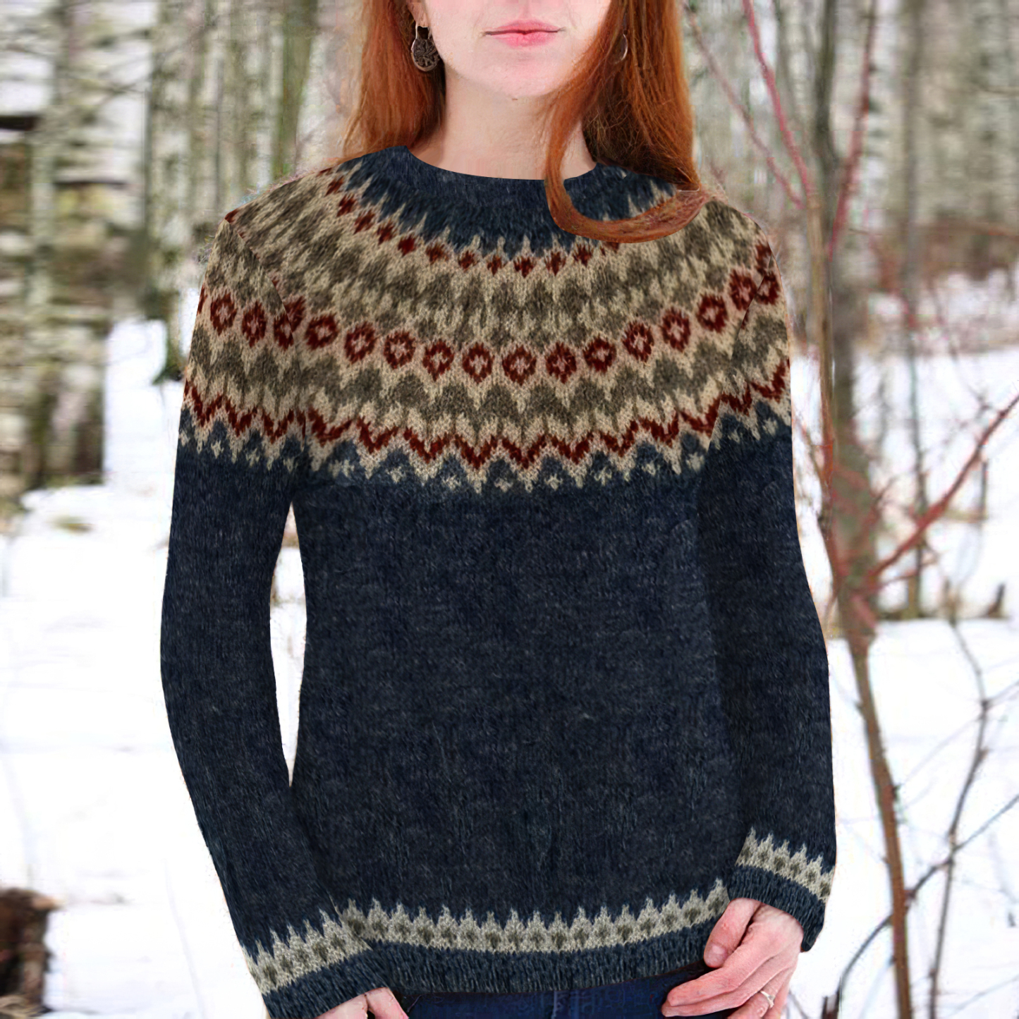 Vintage Fairman Island Rundhalspullover mit langen rmeln