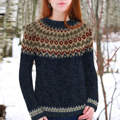 Maglione girocollo vintage Fairman Island con maniche lunghe