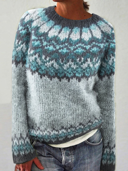 Maglione vintage a maniche lunghe girocollo Fairman Island