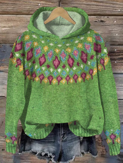 Felpa con cappuccio Fairman Island con contrasto geometrico e bottoni