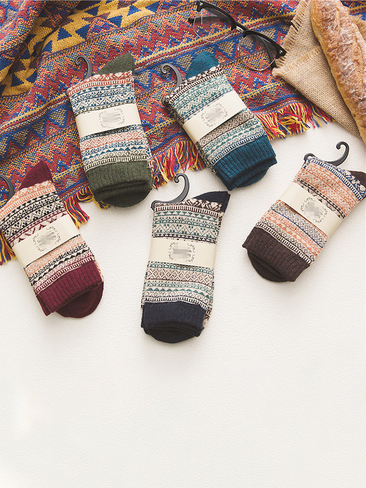 Calzini da uomo geometrici etnici retrò occidentali