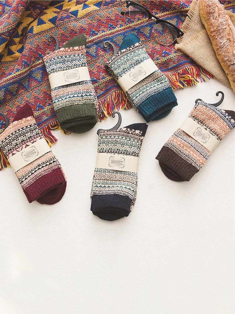 Calzini da uomo geometrici etnici retrò occidentali