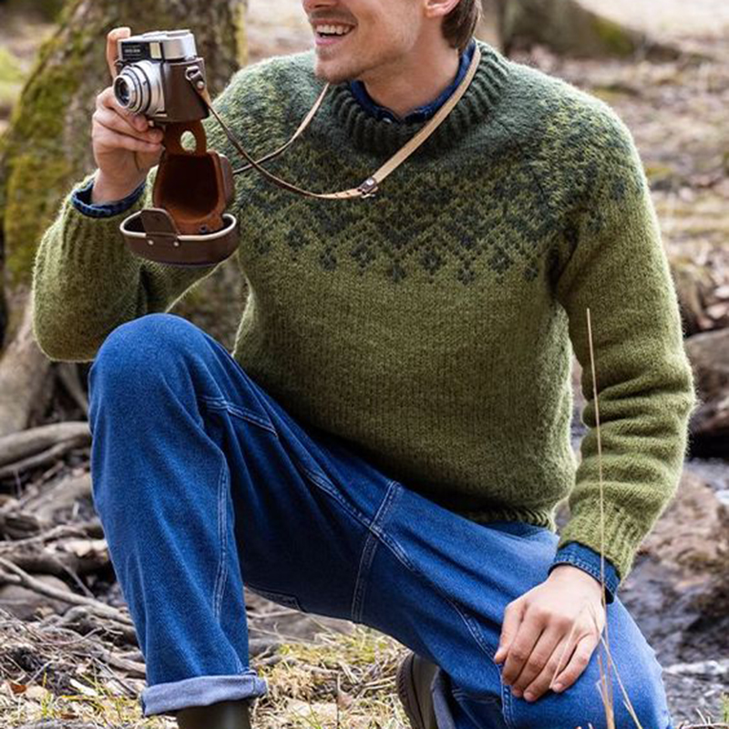 Maglione girocollo in maglia jacquard vintage islandese (unisex)