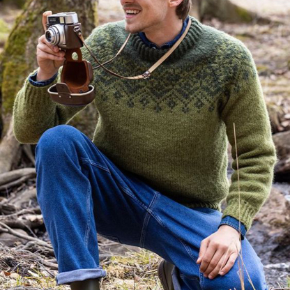 Maglione girocollo in maglia jacquard vintage islandese (unisex)