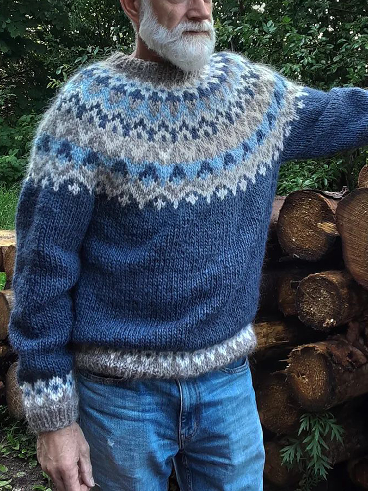 Maglione islandese girocollo da uomo