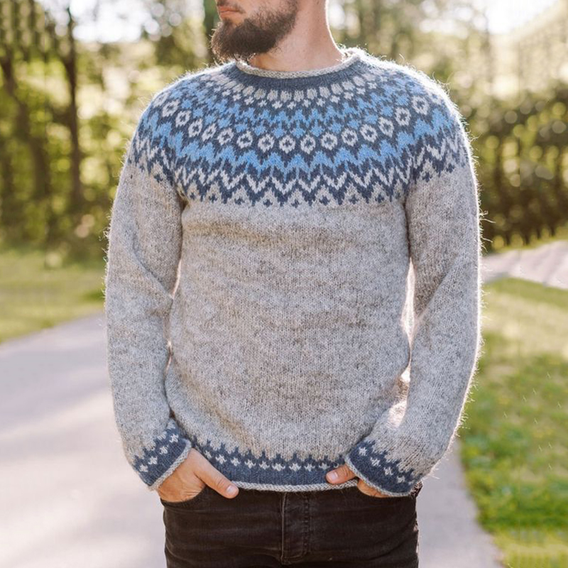 Maglione girocollo in maglia jacquard vintage Askegrå (unisex)