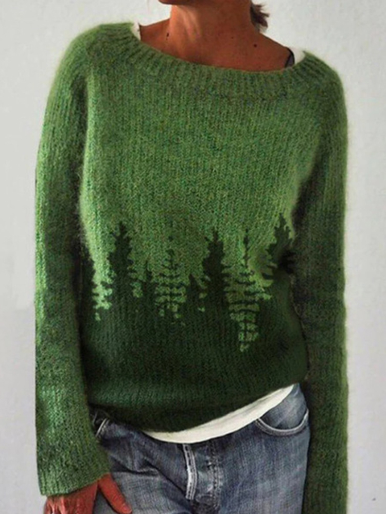 Maglione girocollo color block foresta