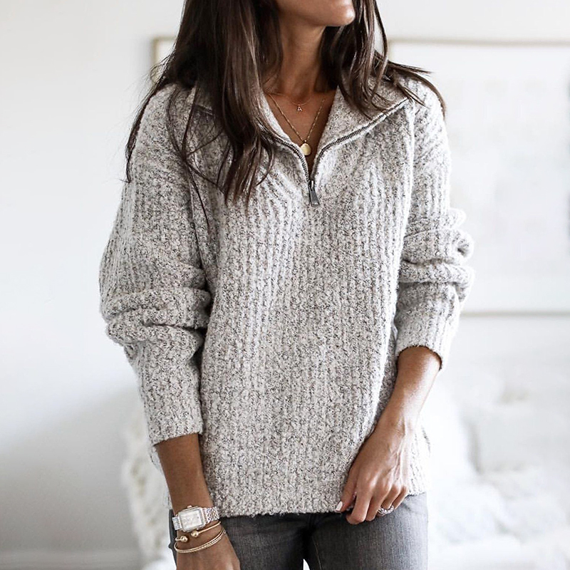 Maglia vintage con zip e maniche lunghe