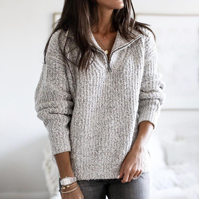 Maglia vintage con zip e maniche lunghe