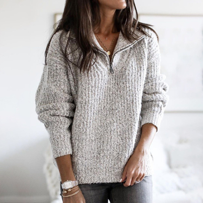 Maglia vintage con zip e maniche lunghe