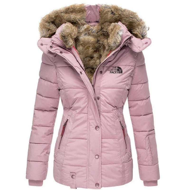 2024 The Nokdjrth Face-Cappotti da donna invernali con cerniera e cappuccio in pelliccia sintetica all'interno giacche in piumino
