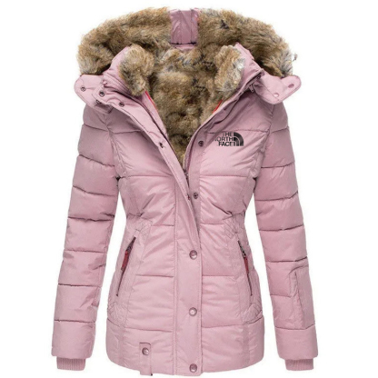 2024 The Nokdjrth Face-Cappotti da donna invernali con cerniera e cappuccio in pelliccia sintetica all'interno giacche in piumino