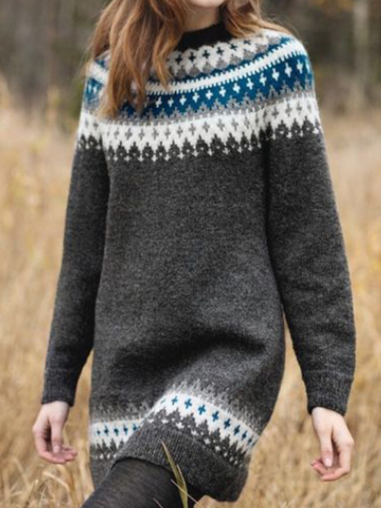 Abito midi in maglia a maniche lunghe Fairman Isle