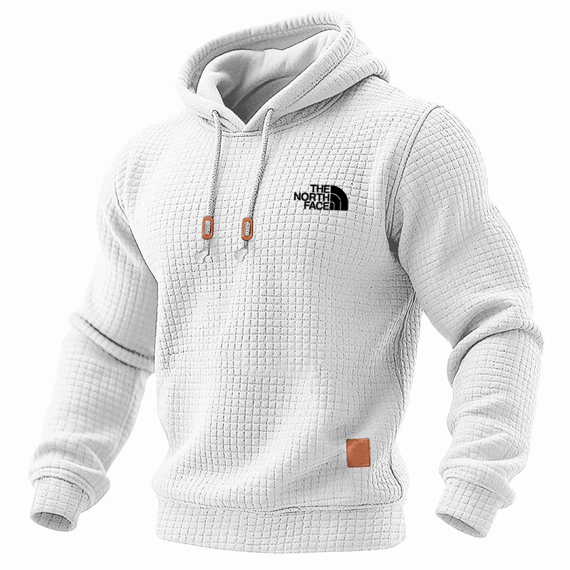 Men's Quilted Waffle Outdoor Sports Solid Color Long Sleeve Daily Tops Hoodie