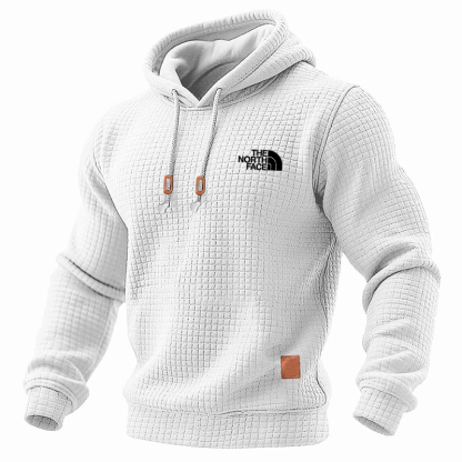 Men's Quilted Waffle Outdoor Sports Solid Color Long Sleeve Daily Tops Hoodie