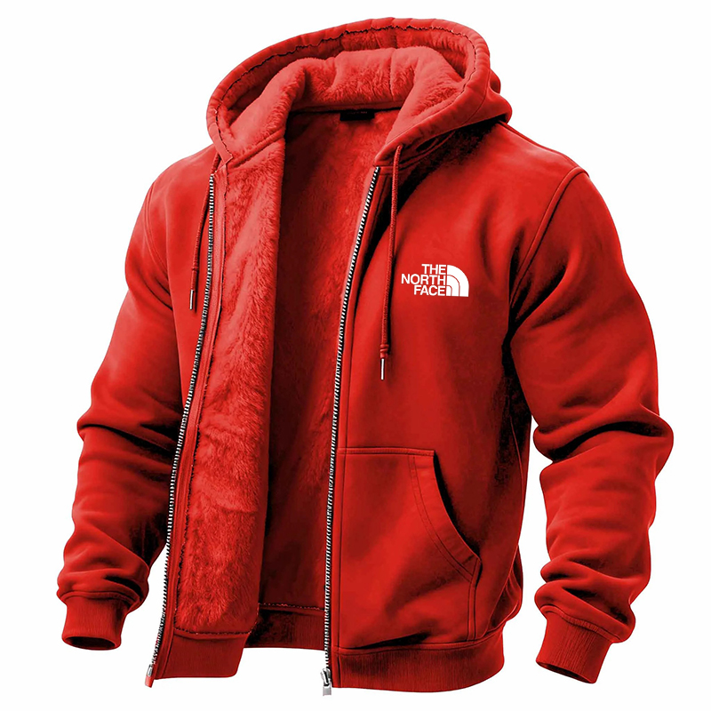 Men's Vintage Fleece Pocket Full Zip Long Sleeve Hoodie Jacket