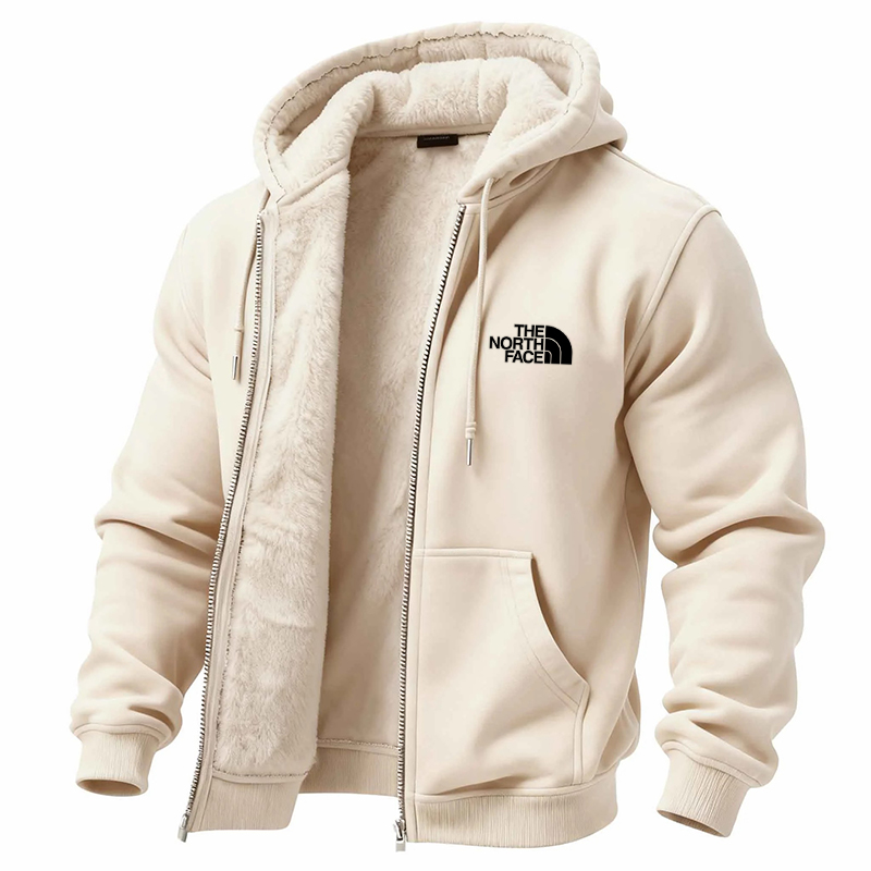 Men's Vintage Fleece Pocket Full Zip Long Sleeve Hoodie Jacket