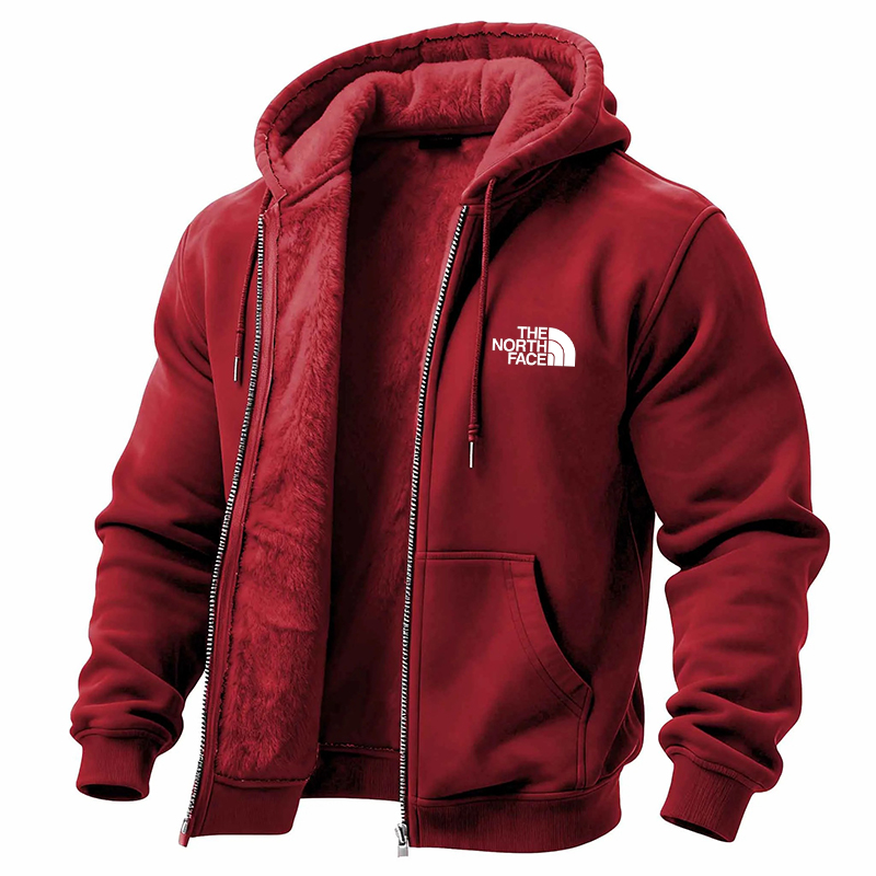 Men's Vintage Fleece Pocket Full Zip Long Sleeve Hoodie Jacket