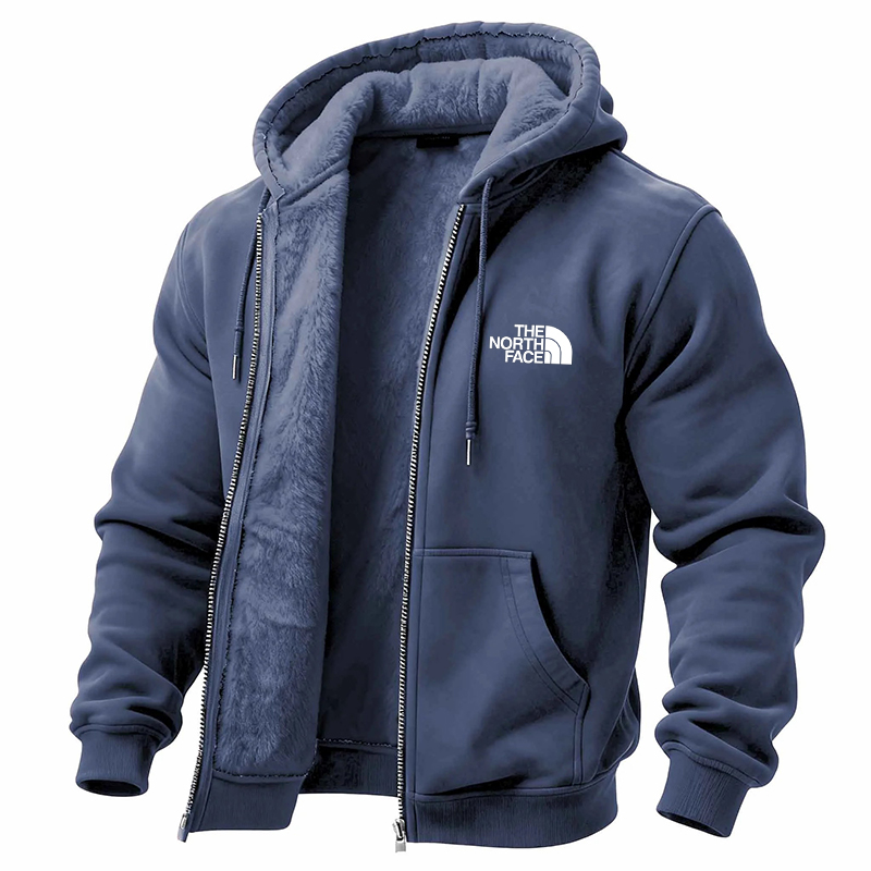 Men's Vintage Fleece Pocket Full Zip Long Sleeve Hoodie Jacket