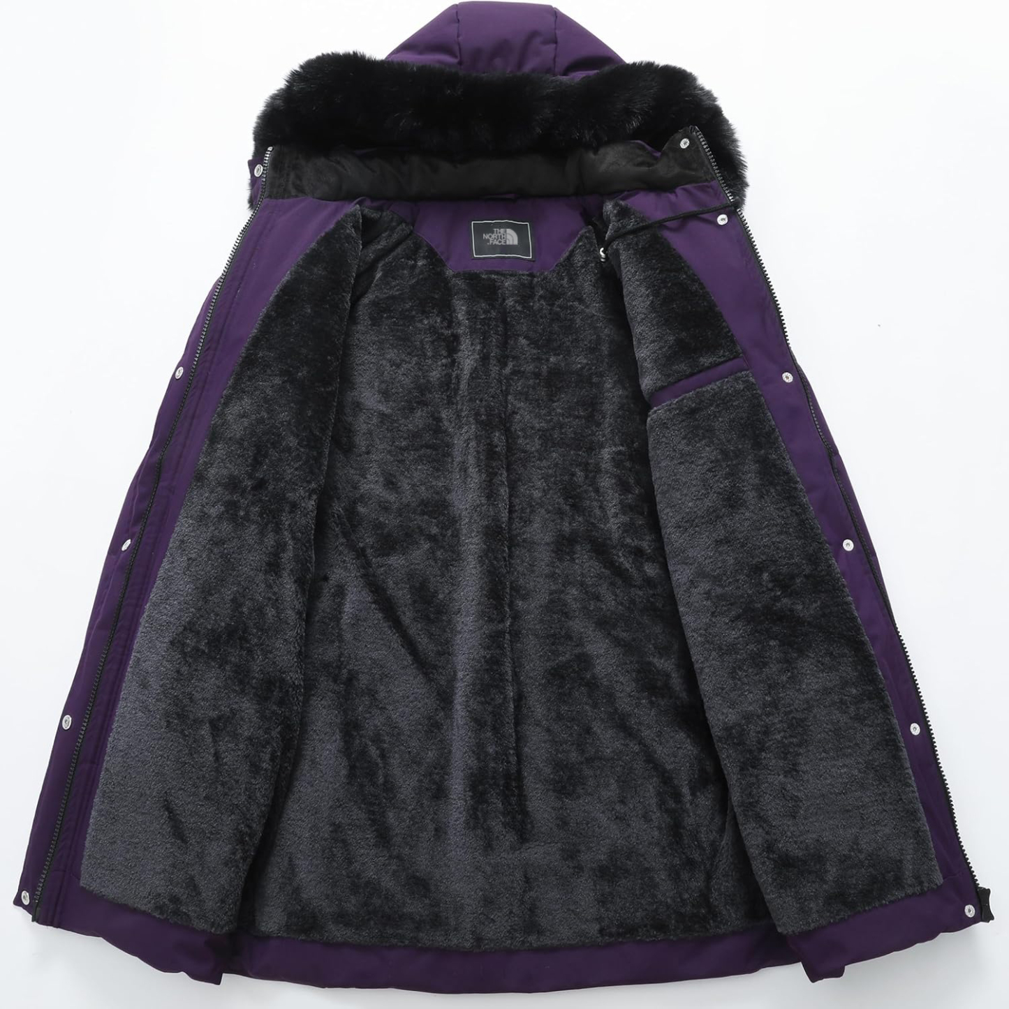 Parka da donna in pelliccia sintetica foderato in pile spesso con cappuccio staccabile