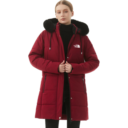 Parka da donna in pelliccia sintetica foderato in pile spesso con cappuccio staccabile