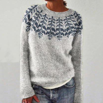 Vintage floral gestrickt isländischer Strickpullover